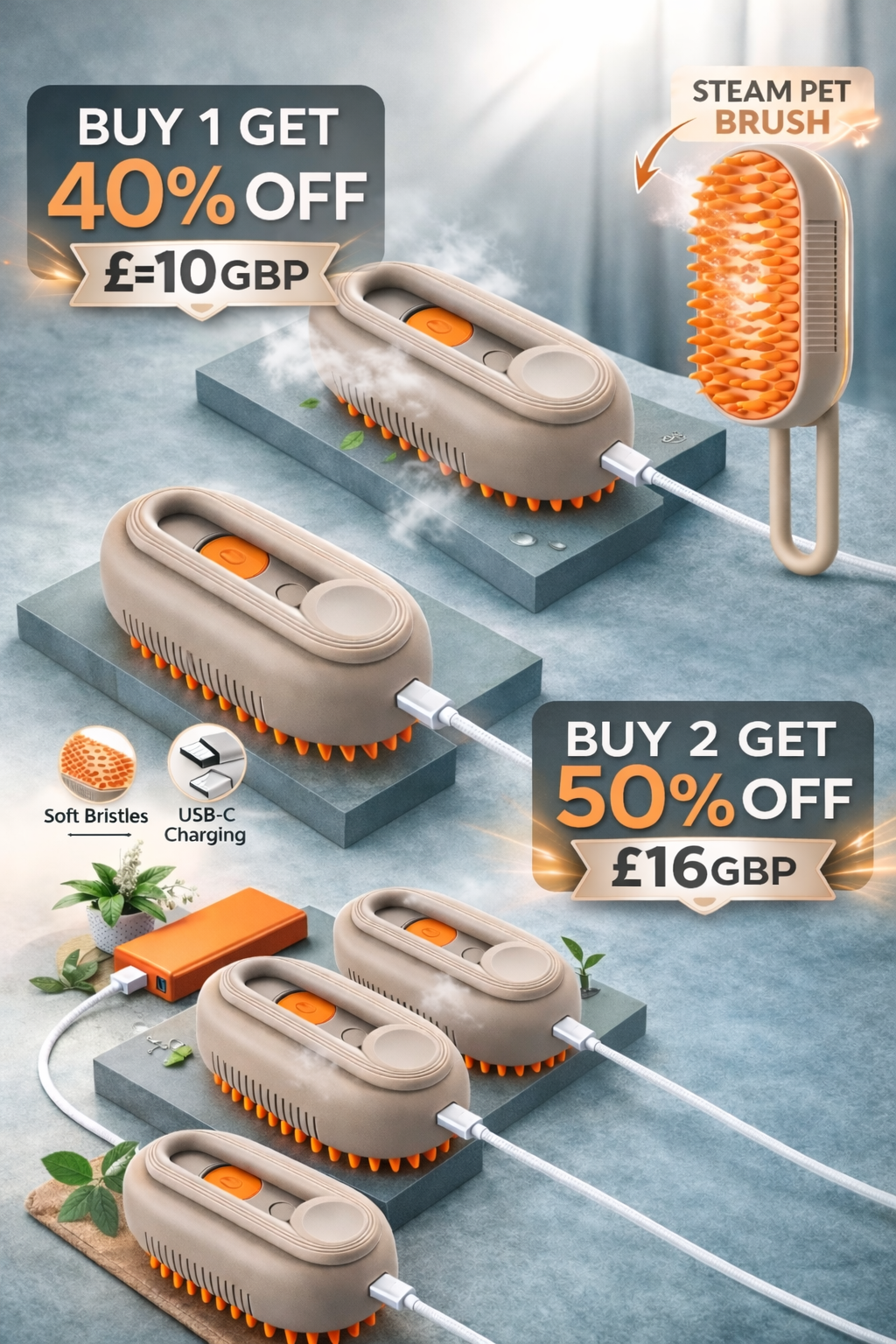 Zestysup Cat Steam Brush Steamy Dog Brush 3 In 1 Electric Spray Cat Hair Brushes For Massage