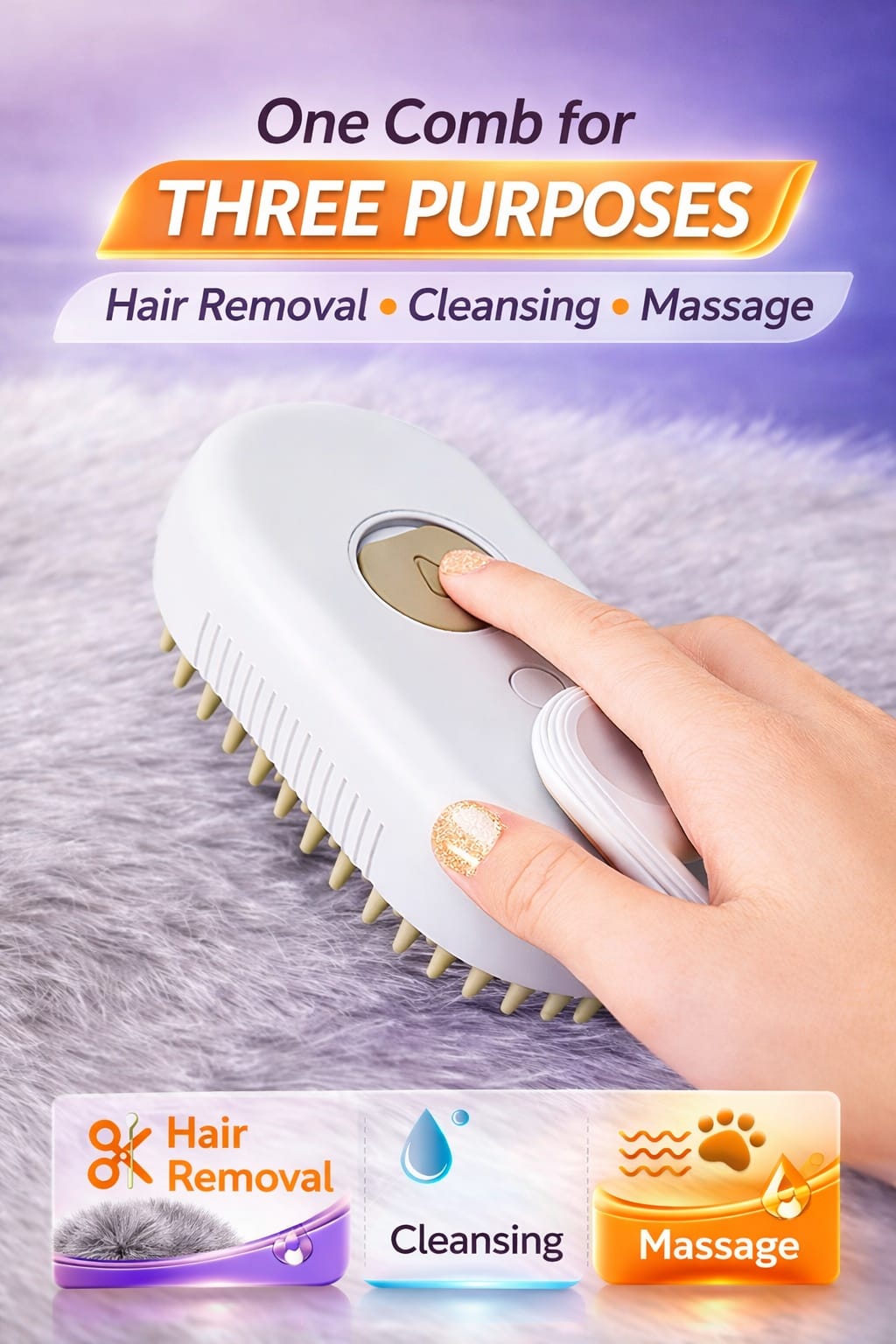 Zestysup Cat Steam Brush Steamy Dog Brush 3 In 1 Electric Spray Cat Hair Brushes For Massage