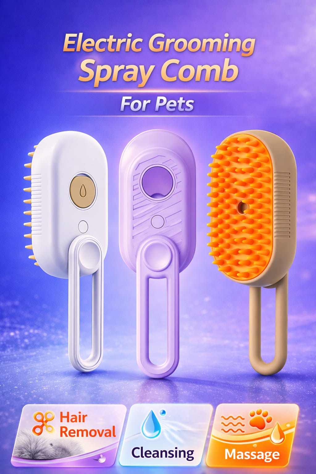 Zestysup Cat Steam Brush Steamy Dog Brush 3 In 1 Electric Spray Cat Hair Brushes For Massage